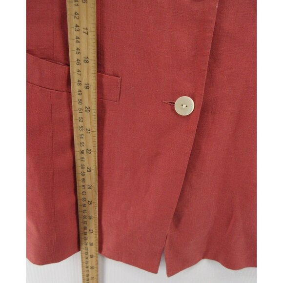 VINTAGE Laura Ashley Blazer 6 Terracotta Linen Jacket Equestrian 90s * - Picture 6 of 16
